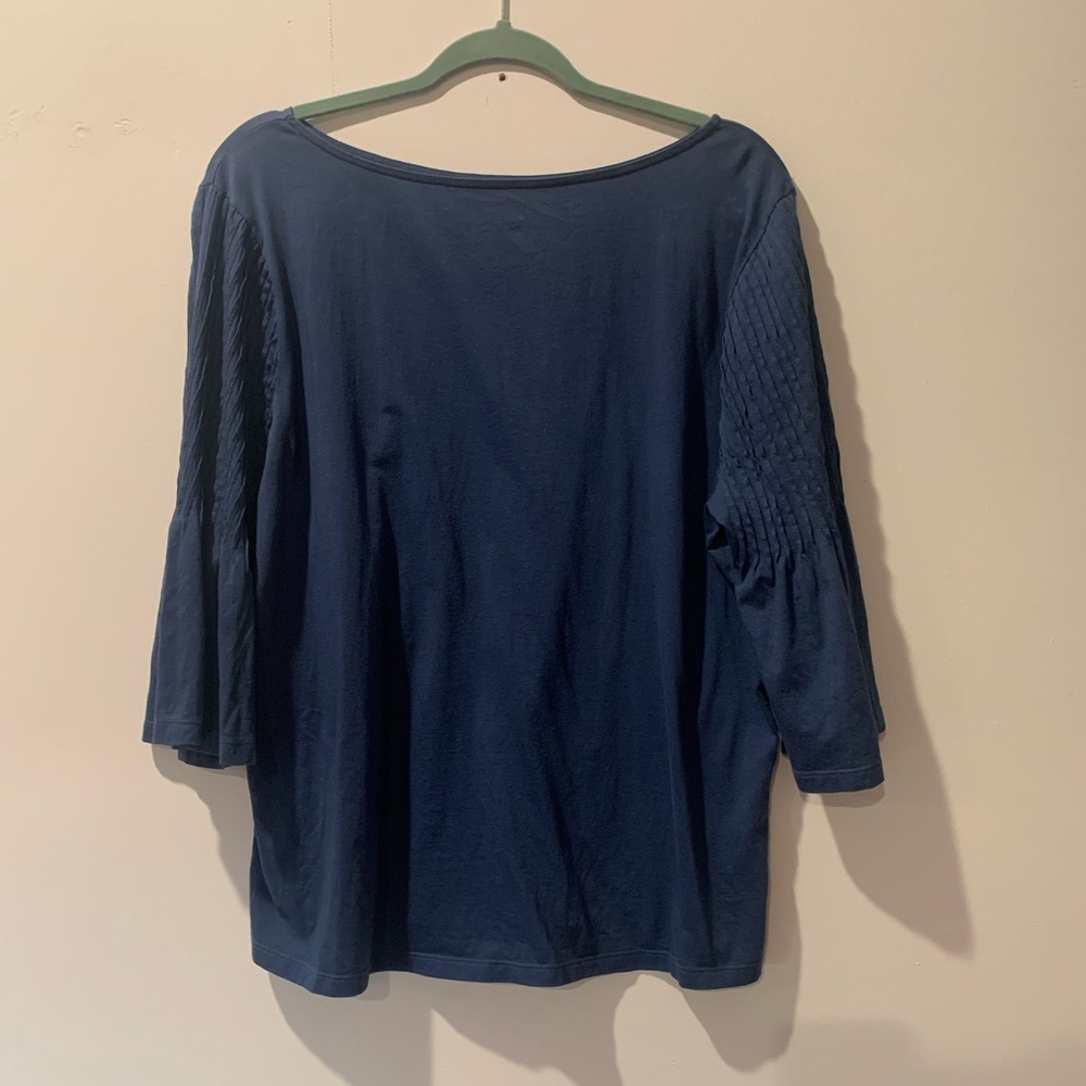 Lauren Ralph Lauren Deep Blue Flared Sleeve Top